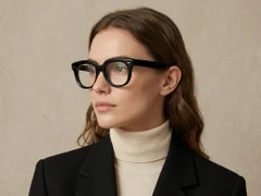 Rectangular Black Acetate Glasses #BS522-0328