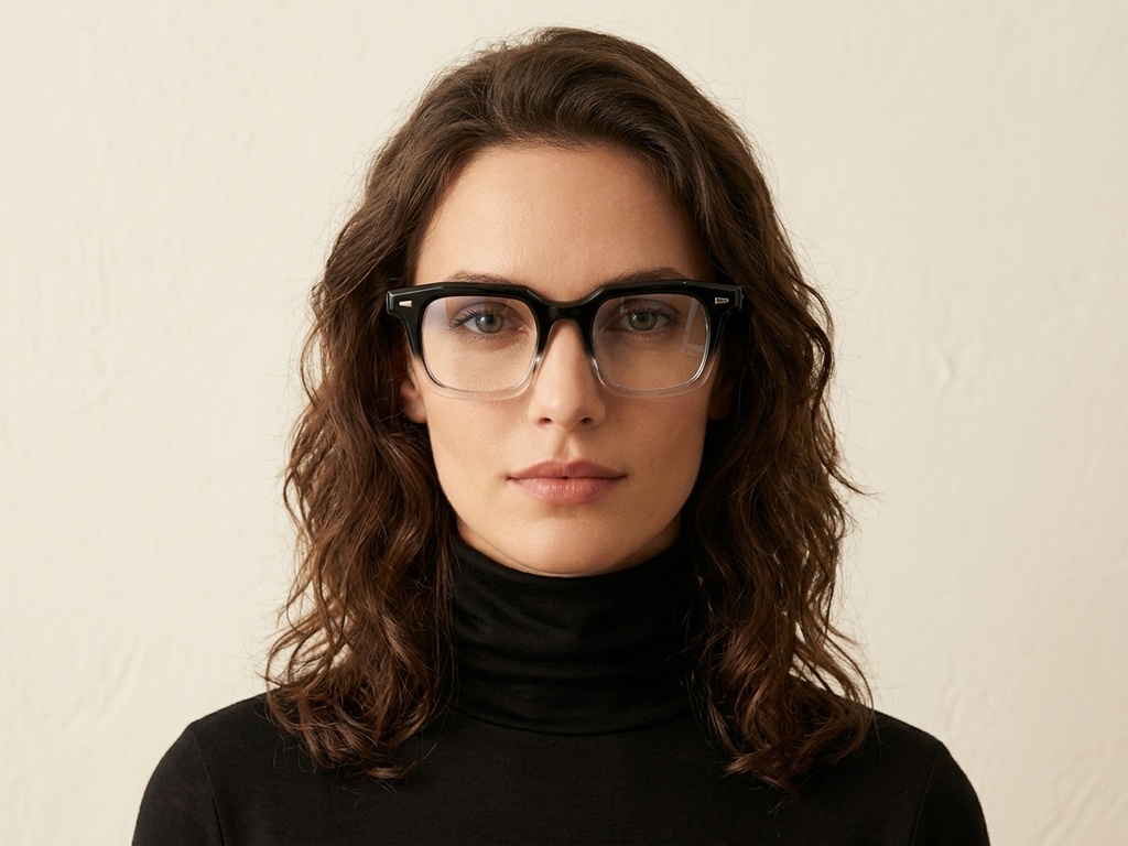 Rectangular Black Acetate Glasses #BS522-0349