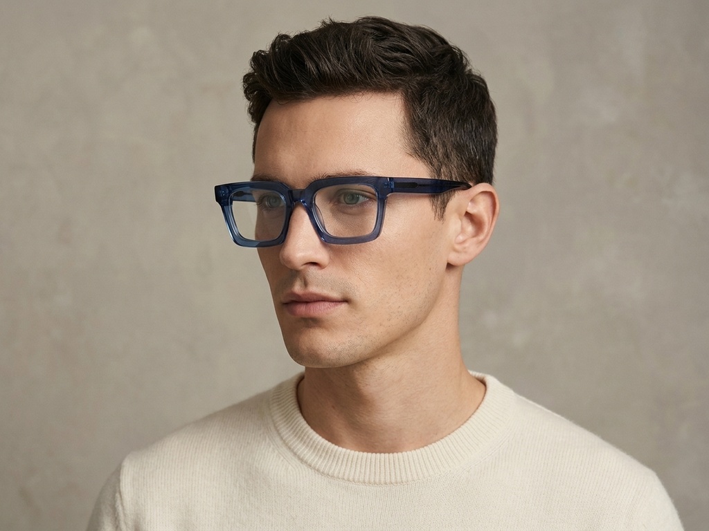Rectangular Blue Acetate Glasses #BS522-0376