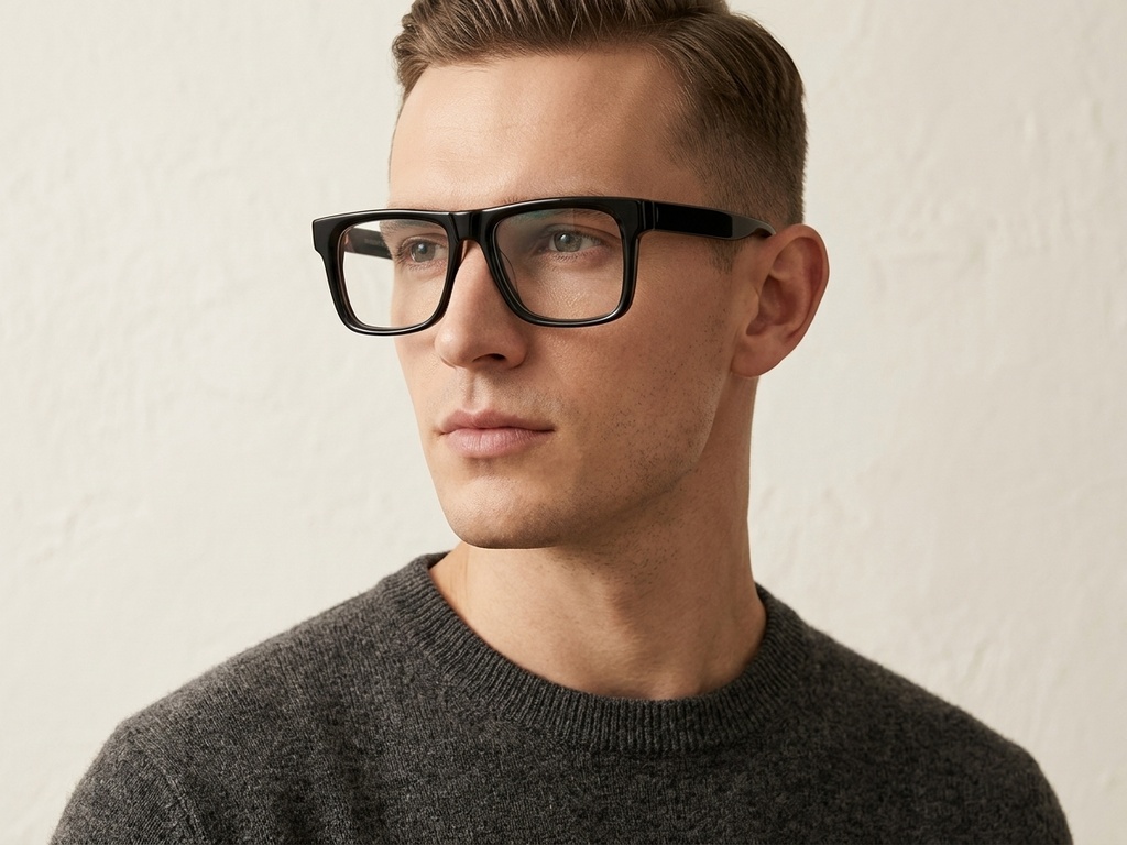 Aviator Black Acetate Glasses #BS522-0377