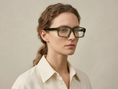 Rectangular Green Acetate Glasses #BS522-0390