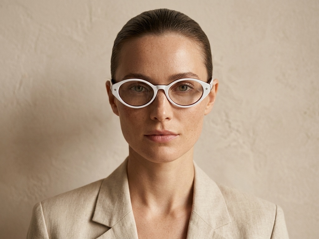 Oval White Acetate Glasses #BS522-0410