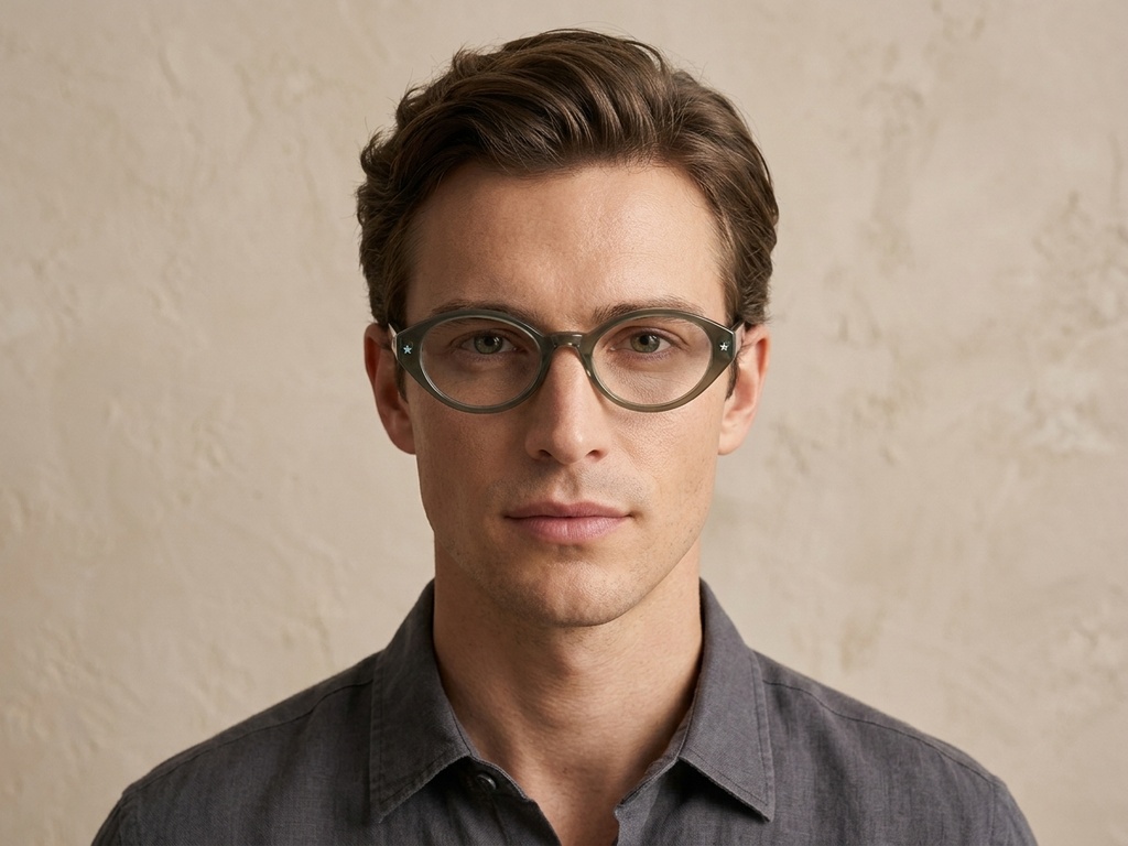 Oval Green Acetate Glasses #BS522-0415