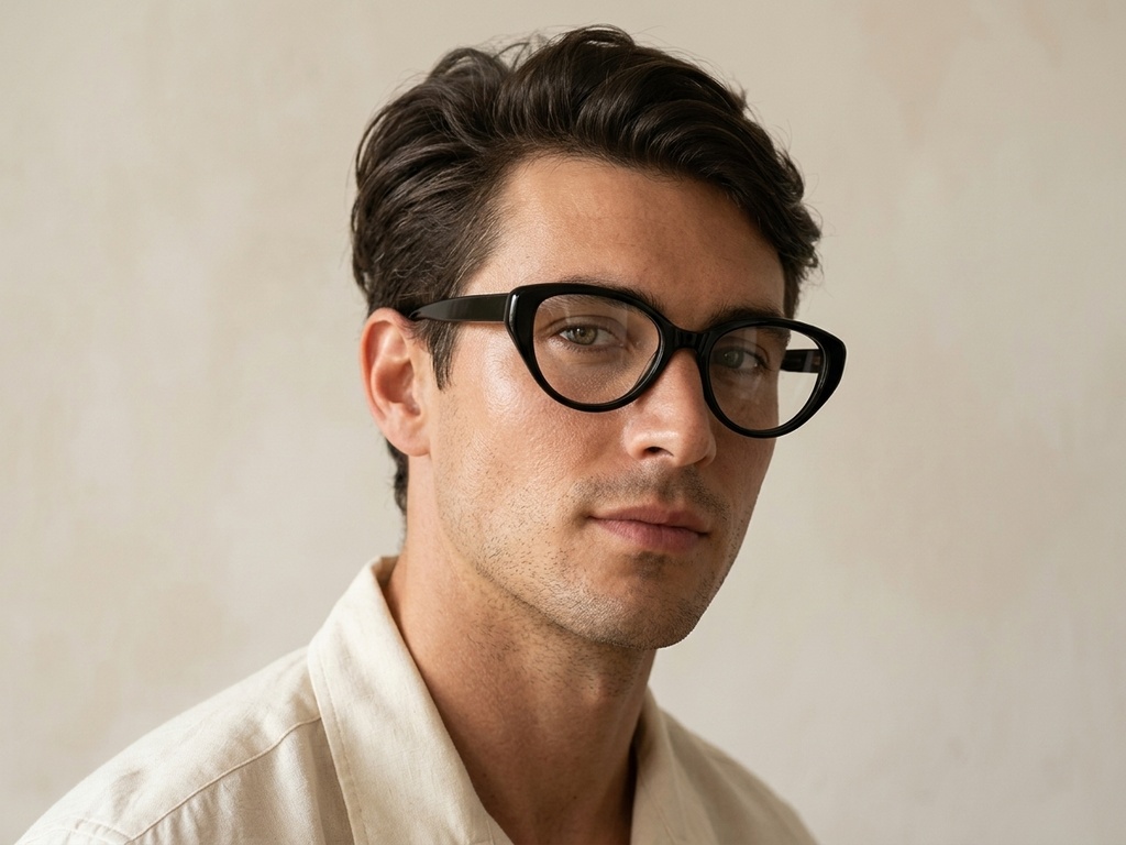 Gafas de acetato negro con forma de mariposa #BS522-0427