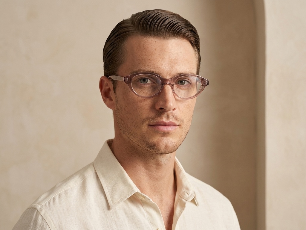 Oval Pink Acetate Glasses #BS522-0438