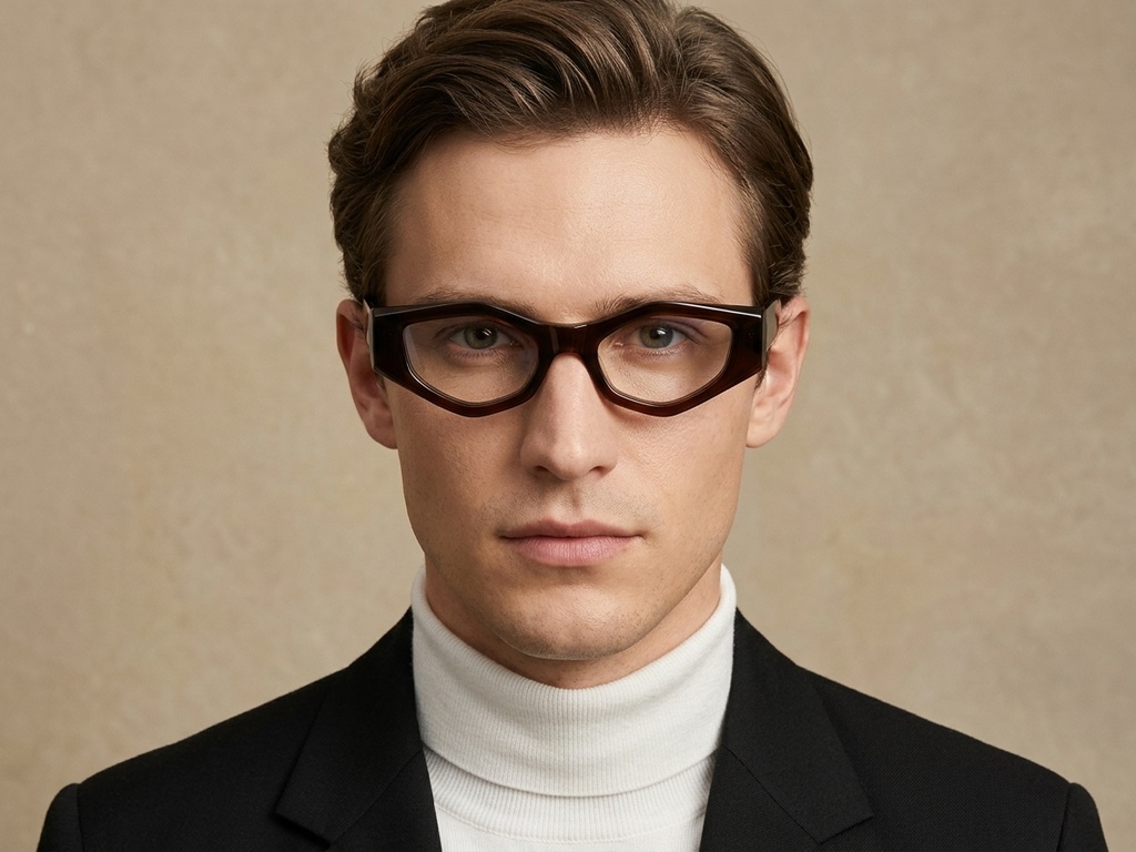 Geometrische braune Acetatgläser #BS522-0457
