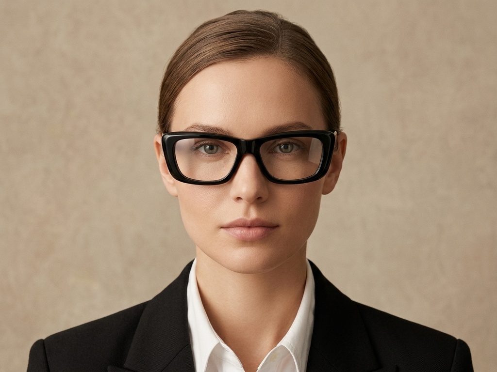Rectangular Black Acetate Glasses #BS522-0481