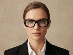 Rectangular Black Acetate Glasses #BS522-0481