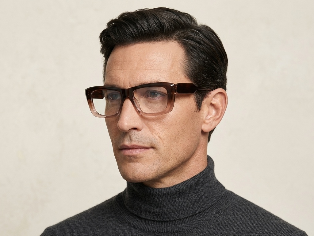 Rectangular Brown Acetate Glasses #BS522-0484