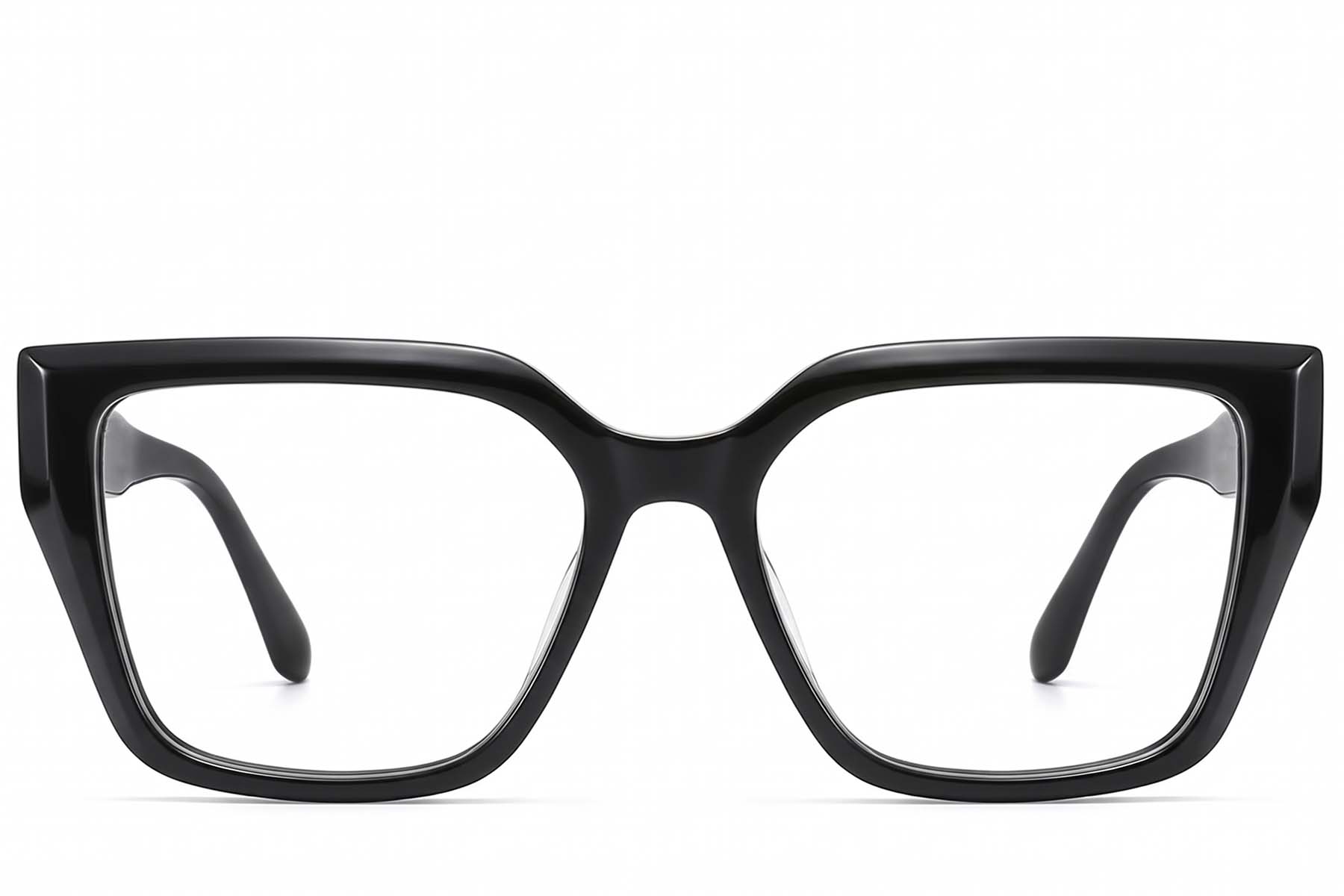 BS522-0601_Black_Rectangular_Acetate_Glasses_front