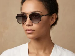 BS824-0353_Grey_Aviator_Metal_Sunglasses-tryon_female