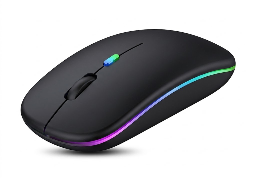 Ergonomic RGB Wireless Mouse, Dual-Mode Bluetooth 5.1 & 2.4G, 500mAh Battery