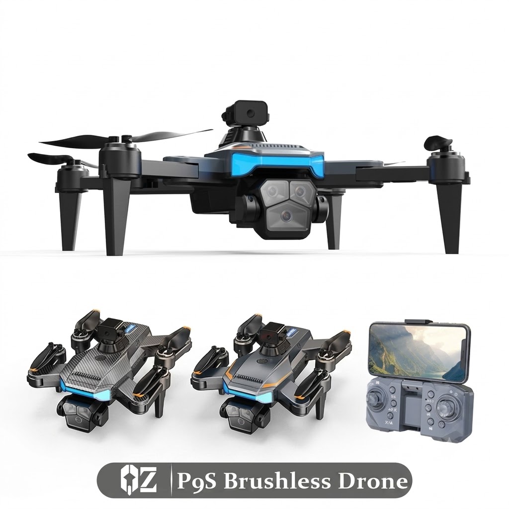 P9S Brushless Drone with 4K HD Camera, 360° Laser Obstacle Avoidance, Optical Flow Hovering, Foldable RC Quadcopter