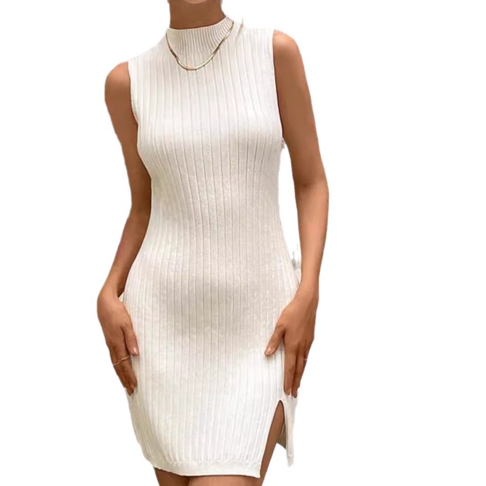 Cashmere Knit Sleeveless Sweater Dress Vest