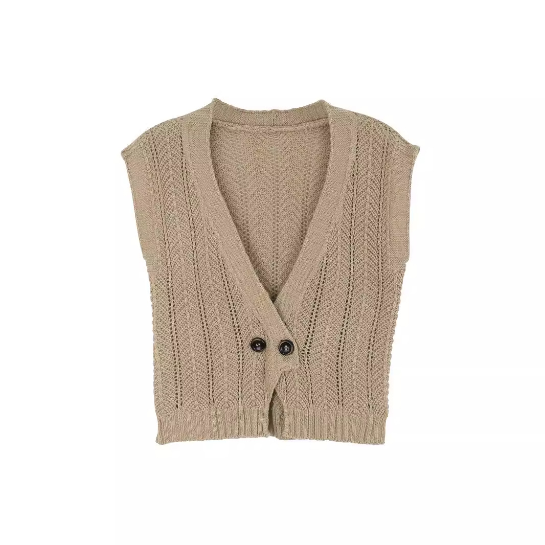 Women's V-Neck Knit Vest Cardigan for Spring Summer SSU-00013
