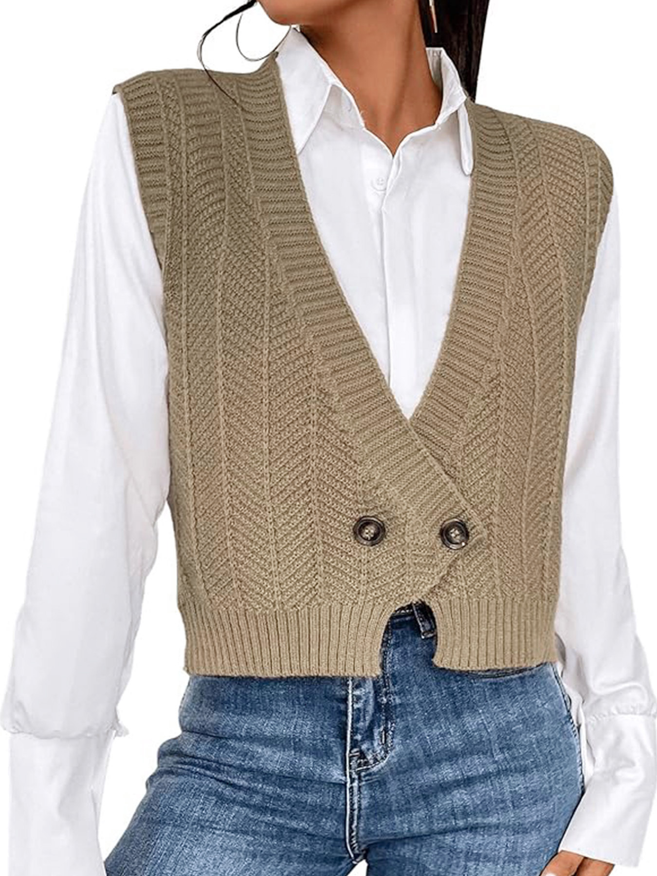 Women's V-Neck Knit Vest Cardigan for Spring Summer SSU-00013