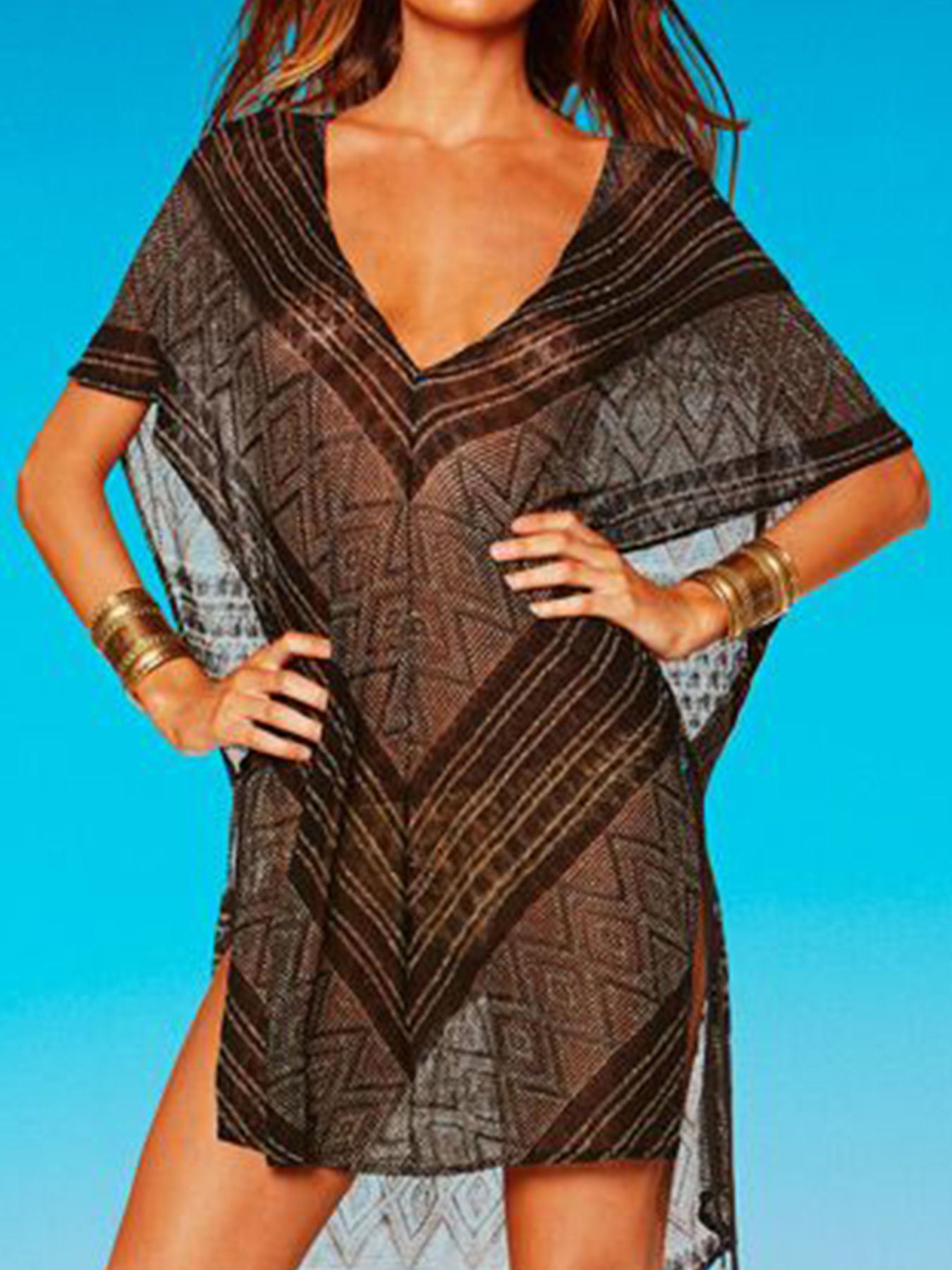 Women's Knit Cover-Up Beach Top Summer Crochet SSU-00114