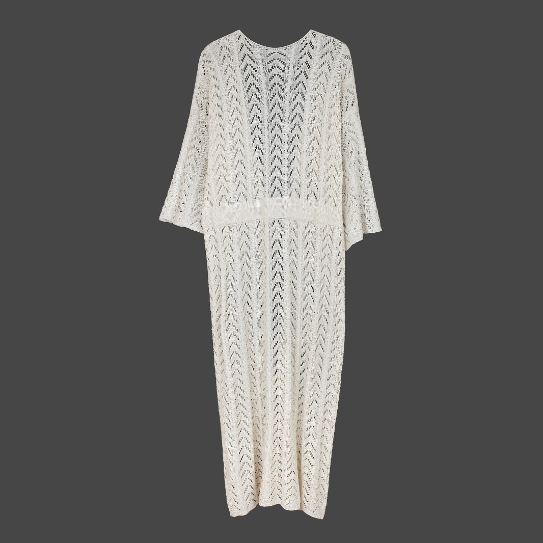 Longline Lace Cardigan Flowy Open Front Cover Up with Delicate Knit