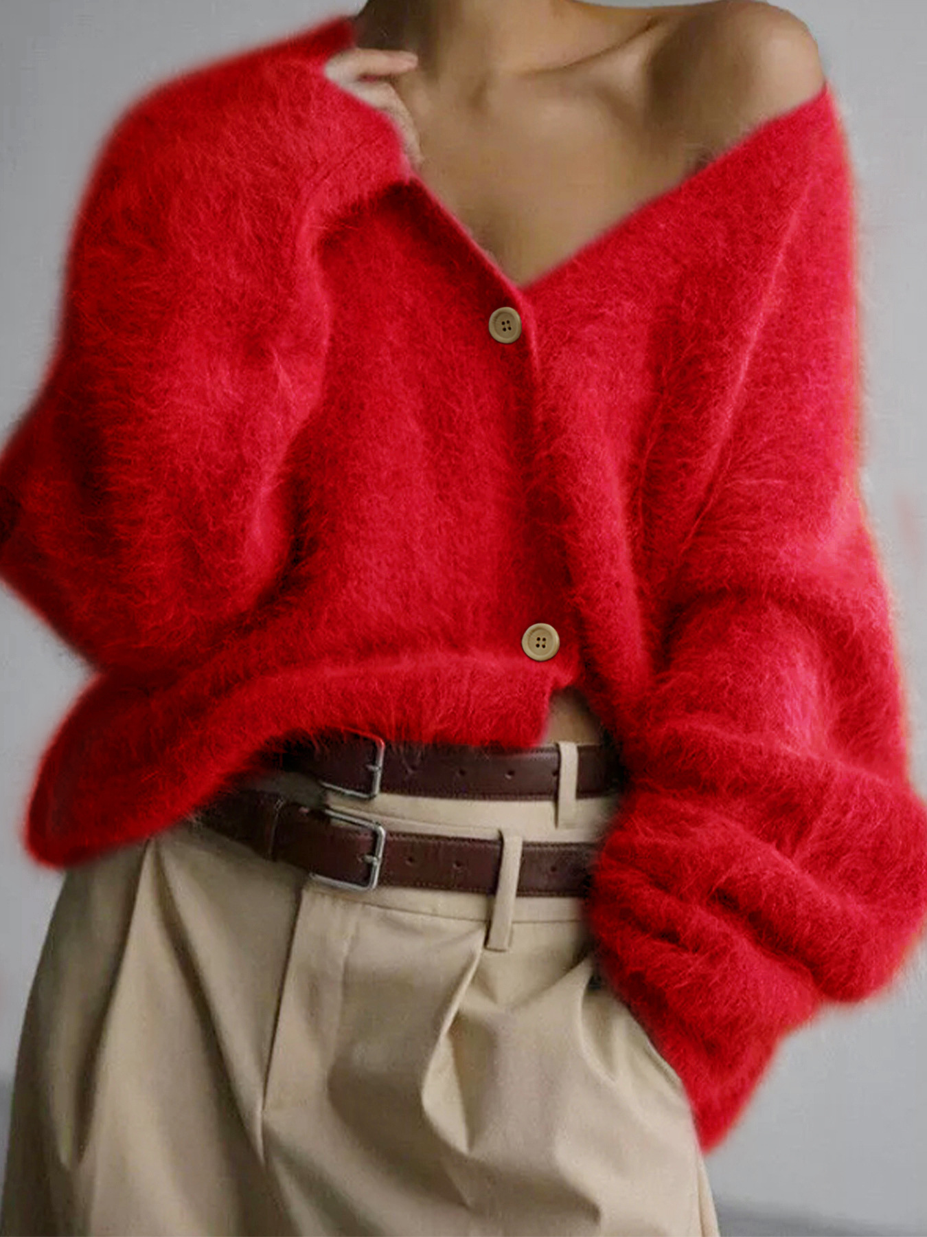 Knit Cardigan V Neck Button Down Long Sleeve Fall Winter SSU-00093