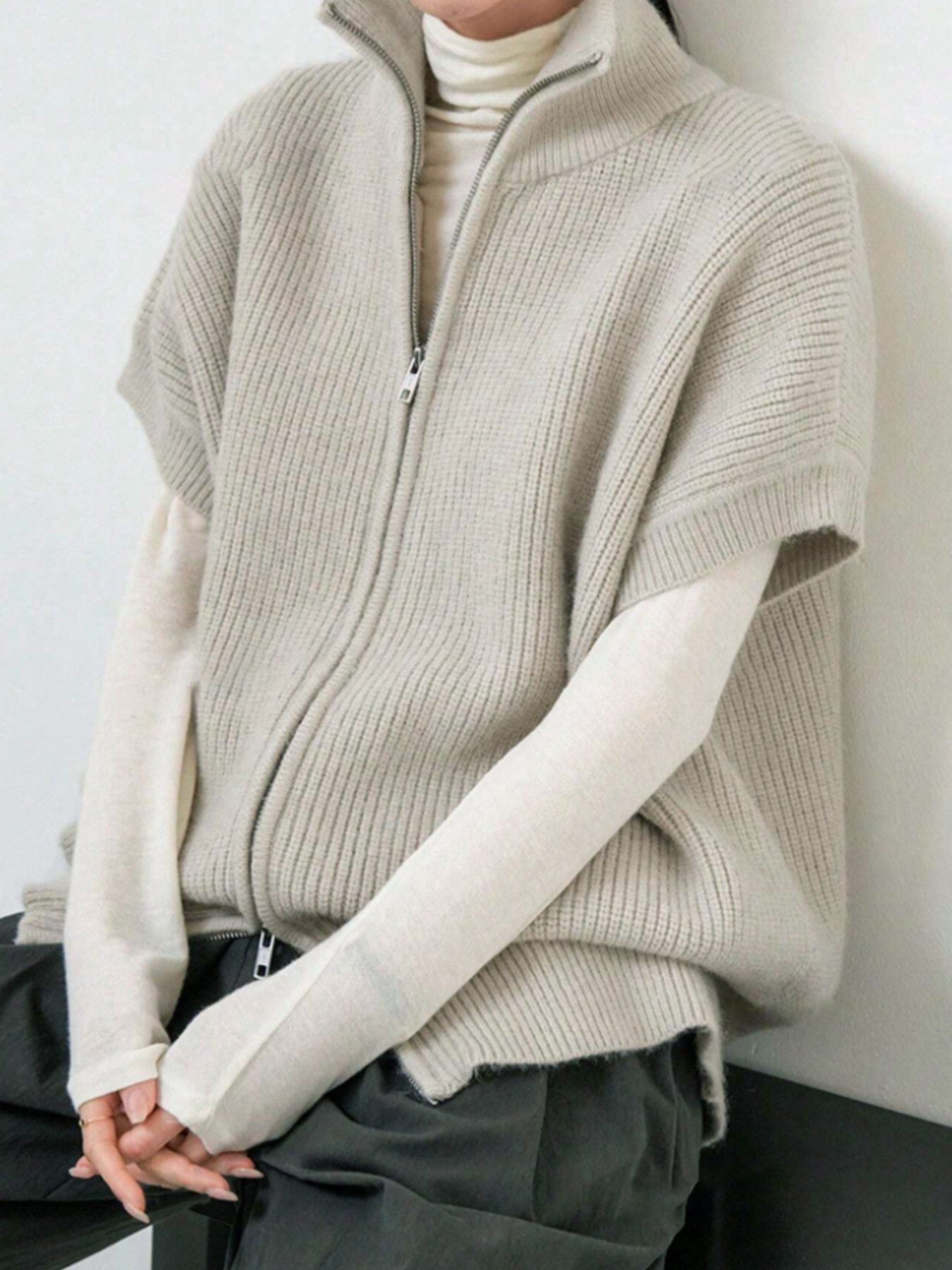 Women's Knit Cardigan Short Sleeve Ribbed Cropped Top