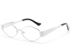 Occhiali in acetato argentato con geometria #BS2607-0347