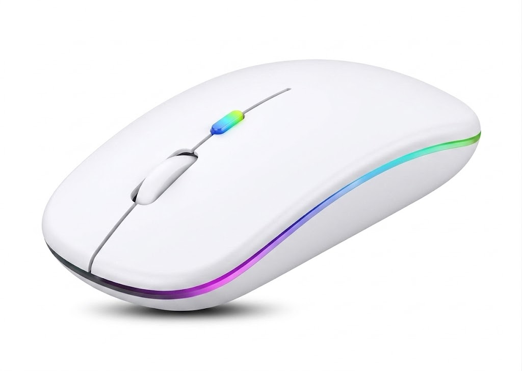 Ergonomic RGB Wireless Mouse, Dual-Mode Bluetooth 5.1 & 2.4G, 500mAh Battery