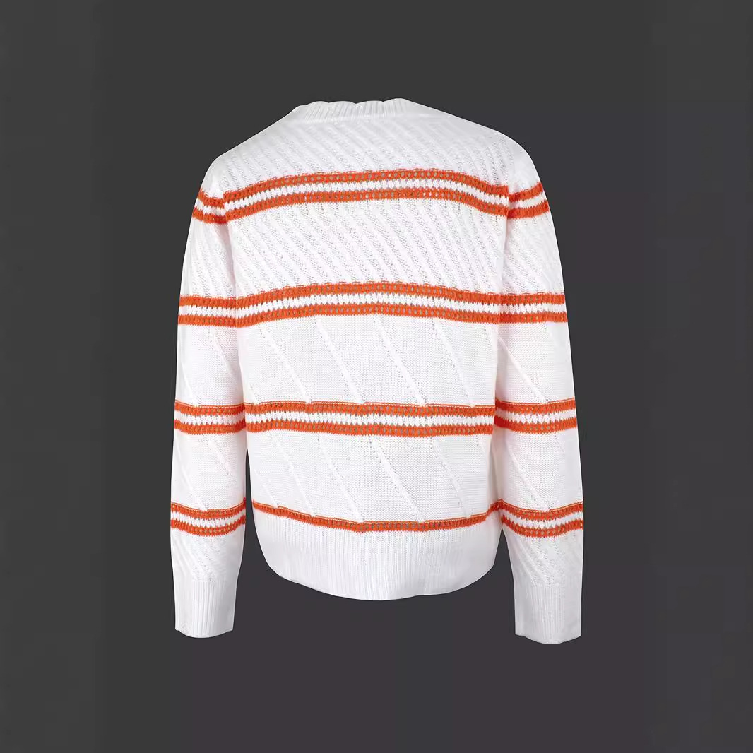 Women's Striped Knit Cardigan Sweater Long Sleeve Open Front