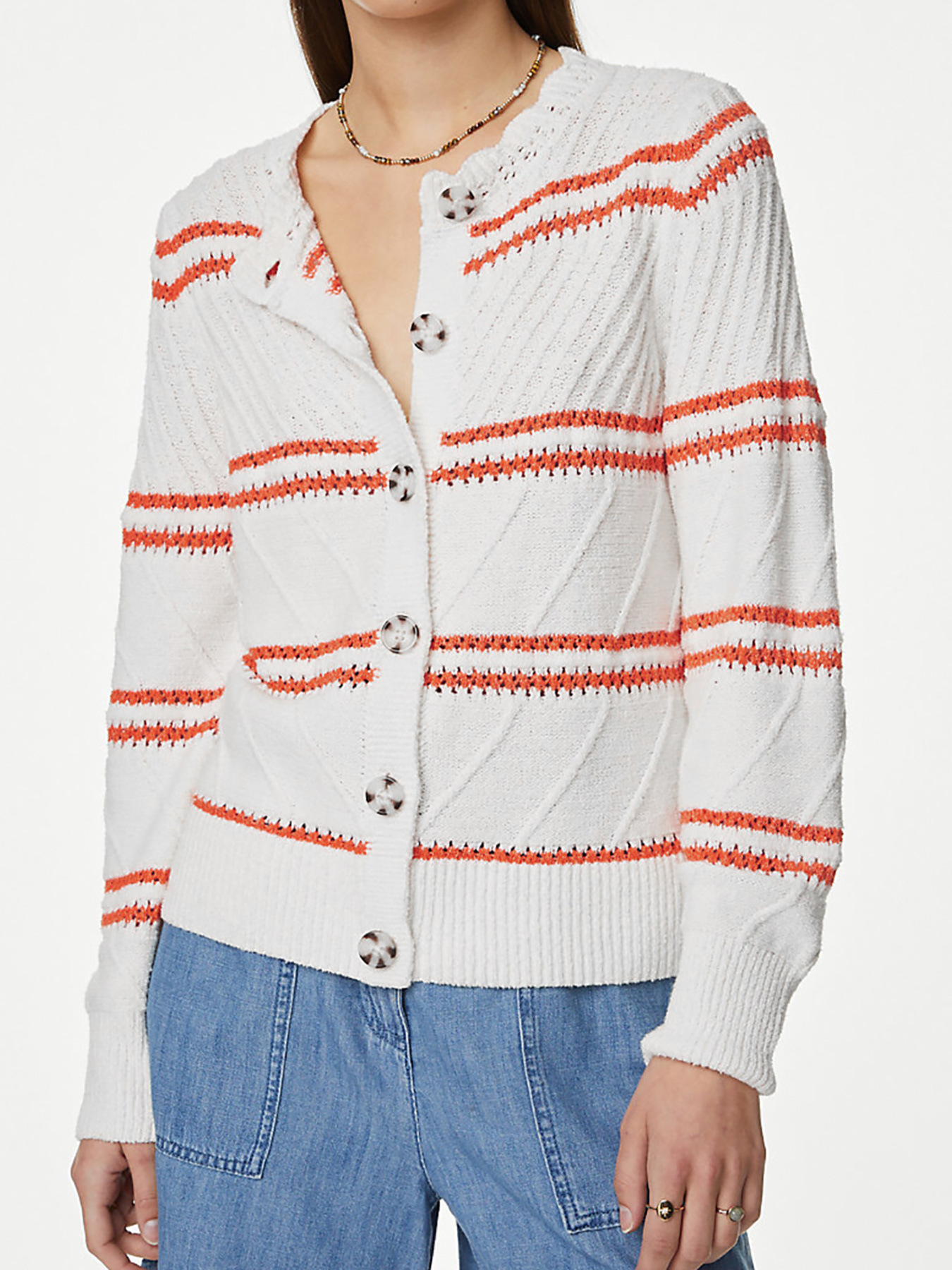 Women's Striped Knit Cardigan Sweater Long Sleeve Open Front