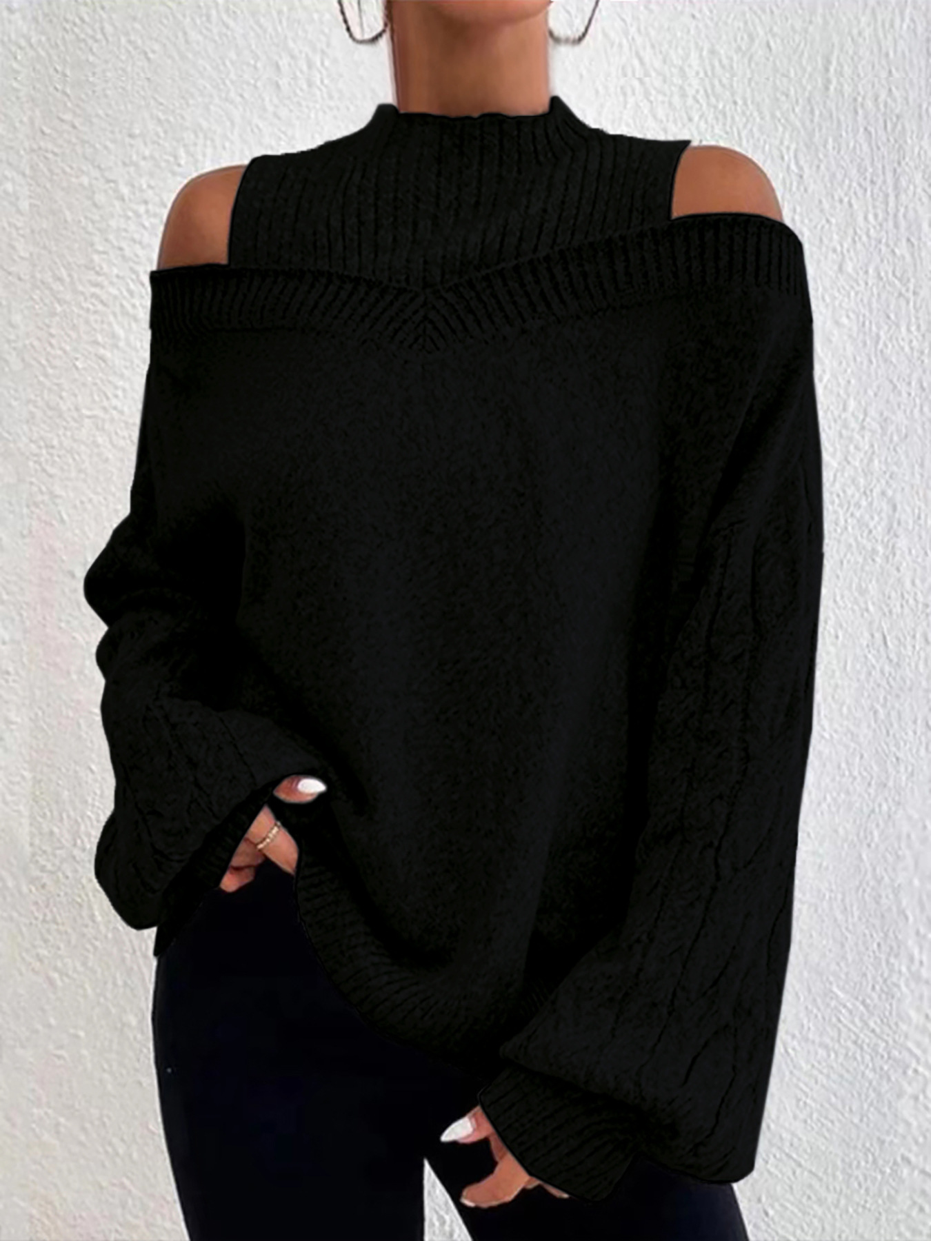 Women's Knit Sweater Long Sleeve Turtleneck Loose Fit Fall Winter SSU-00082