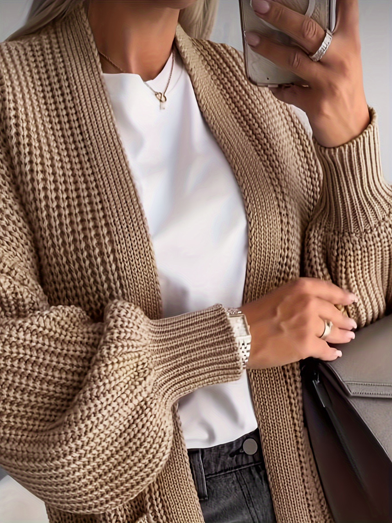 Wholesale Knit Cardigan Sweater Long Sleeve Open Front Duster