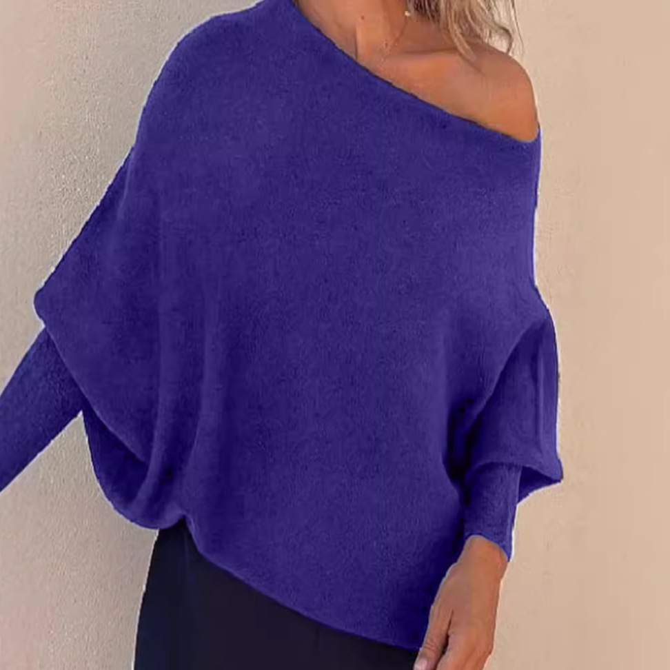 Knit Batwing Sweater Long Sleeve Off Shoulder Pullover SSU-00042