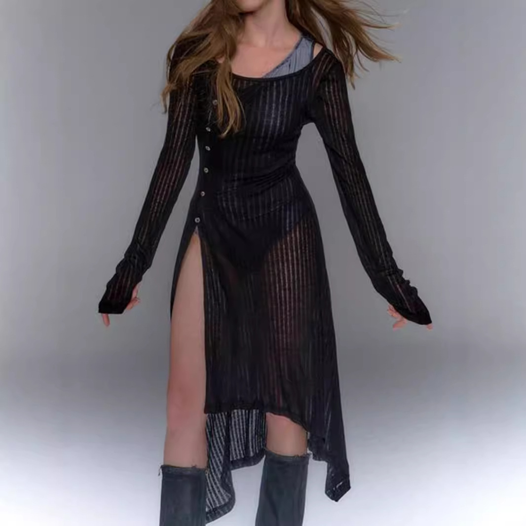 Sleeveless Maxi Dress Cutout Slit Beach Dress