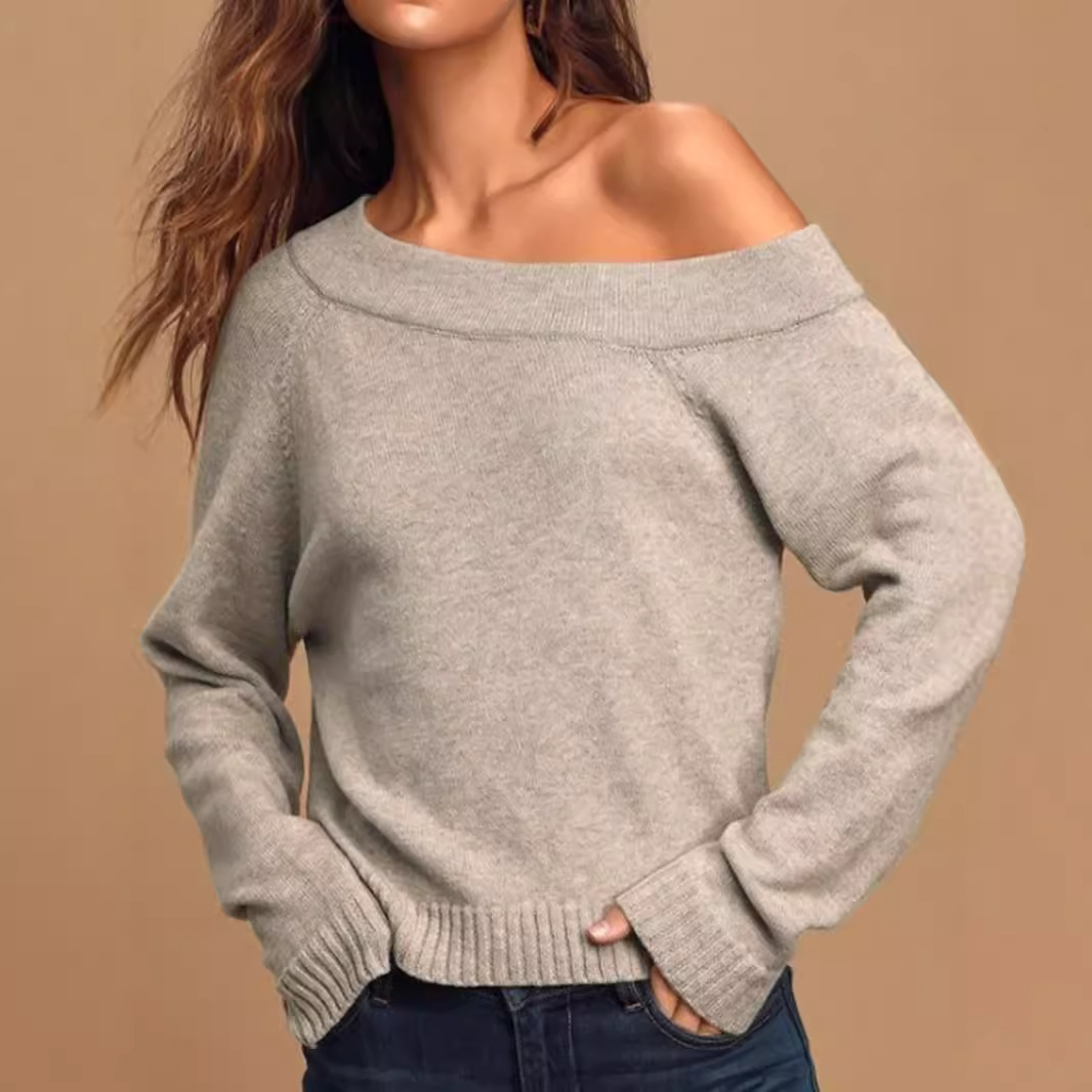 Women's Knit Pullover Long Sleeve Top - Lightweight Spring Summer SSU-00046