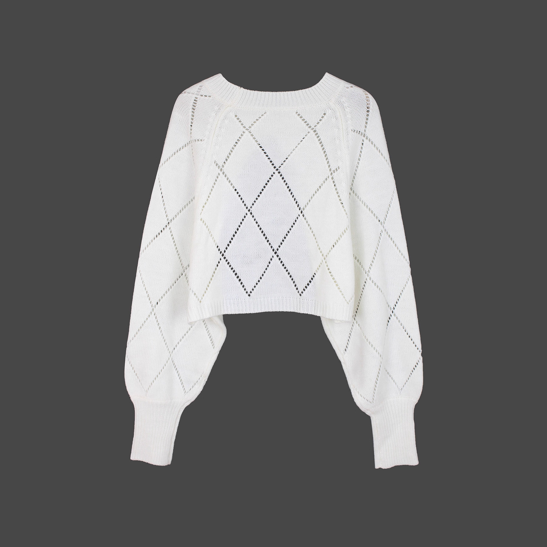 Cashmere Sweater Women's Long Sleeve Cropped Crewneck Spring SSU-00072