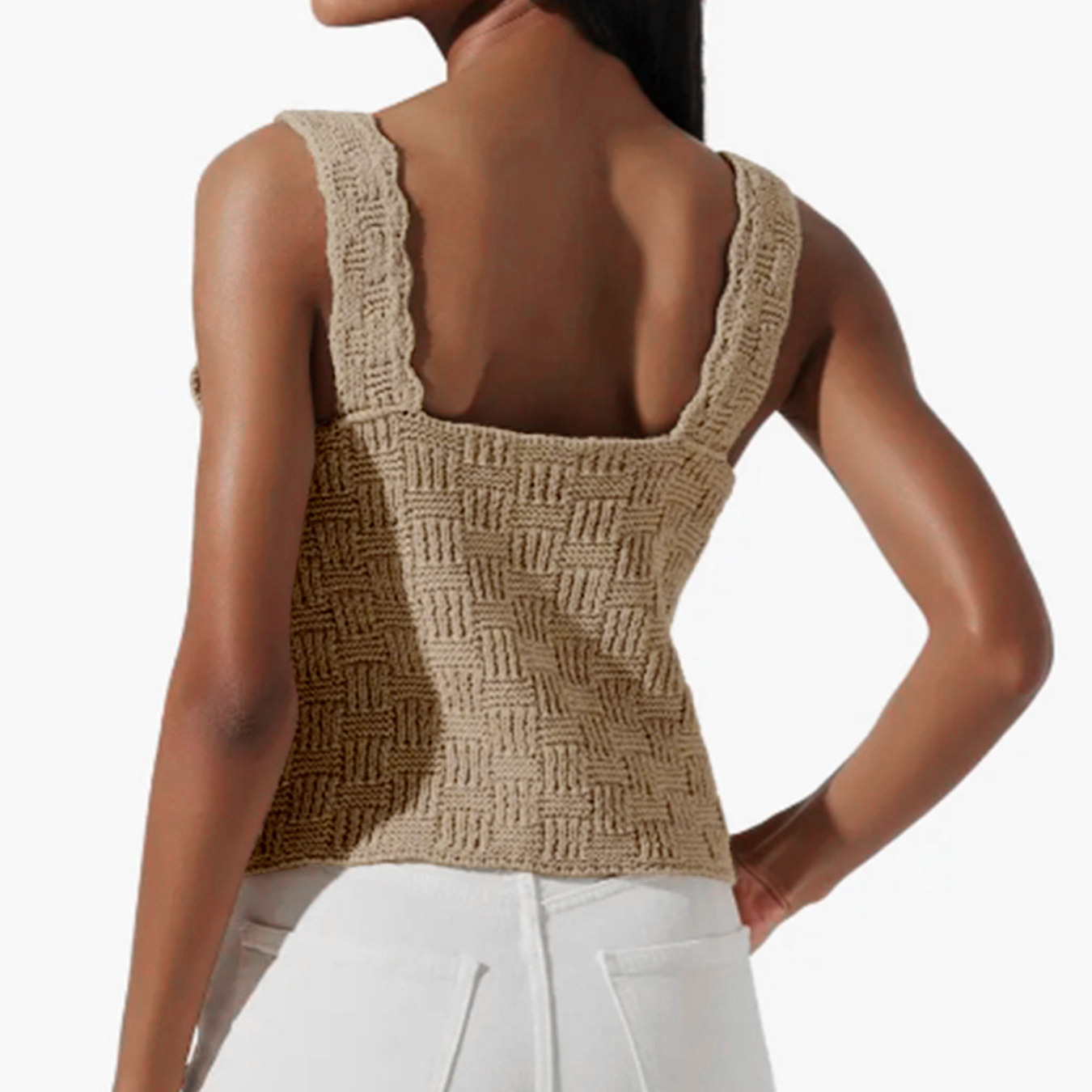 Women's Knit Sleeveless Cardigan V-Neck Tank Top Beach Cover-Up SSU-00036
