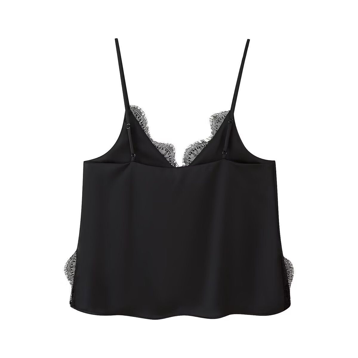 Lace Trim Satin Top & Midi Skirt Set KUN-00122