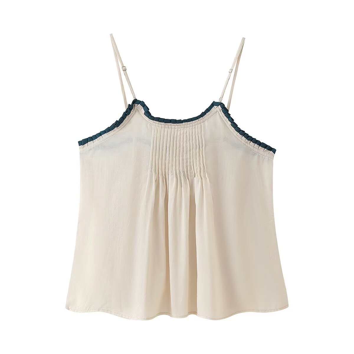 Women's Color Block Trim Top - Chic European Style KUN-00030