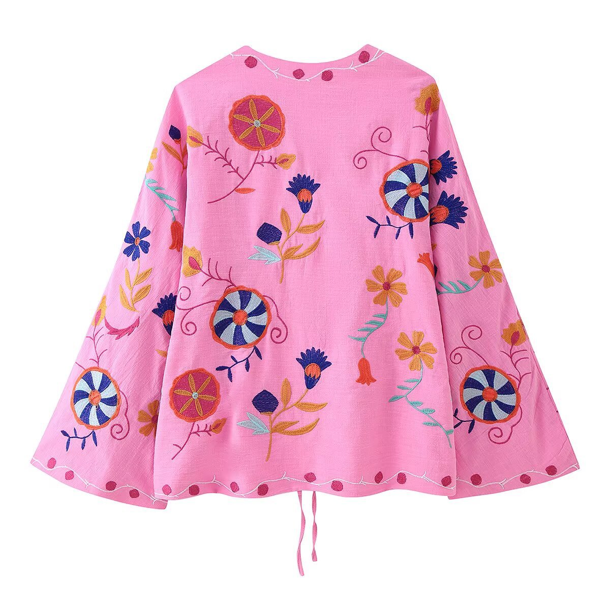 Linen Embroidered Women's Jacket - Stylish Outerwear KUN-00083