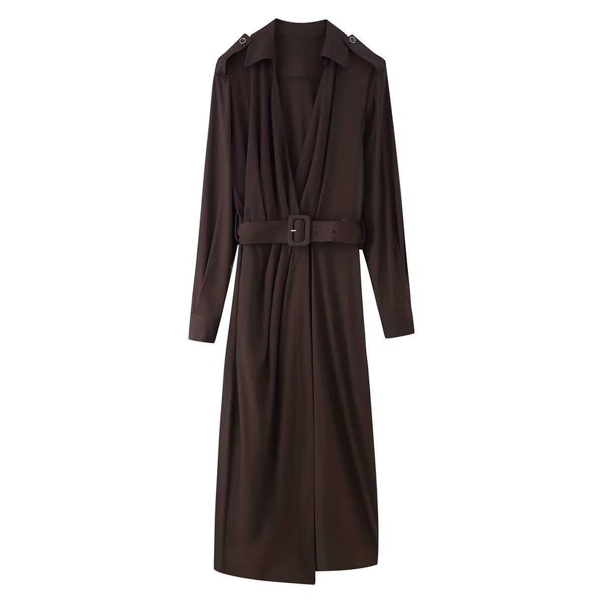 Midi Dress with Belt - European Style Women's Dress KUN-00103