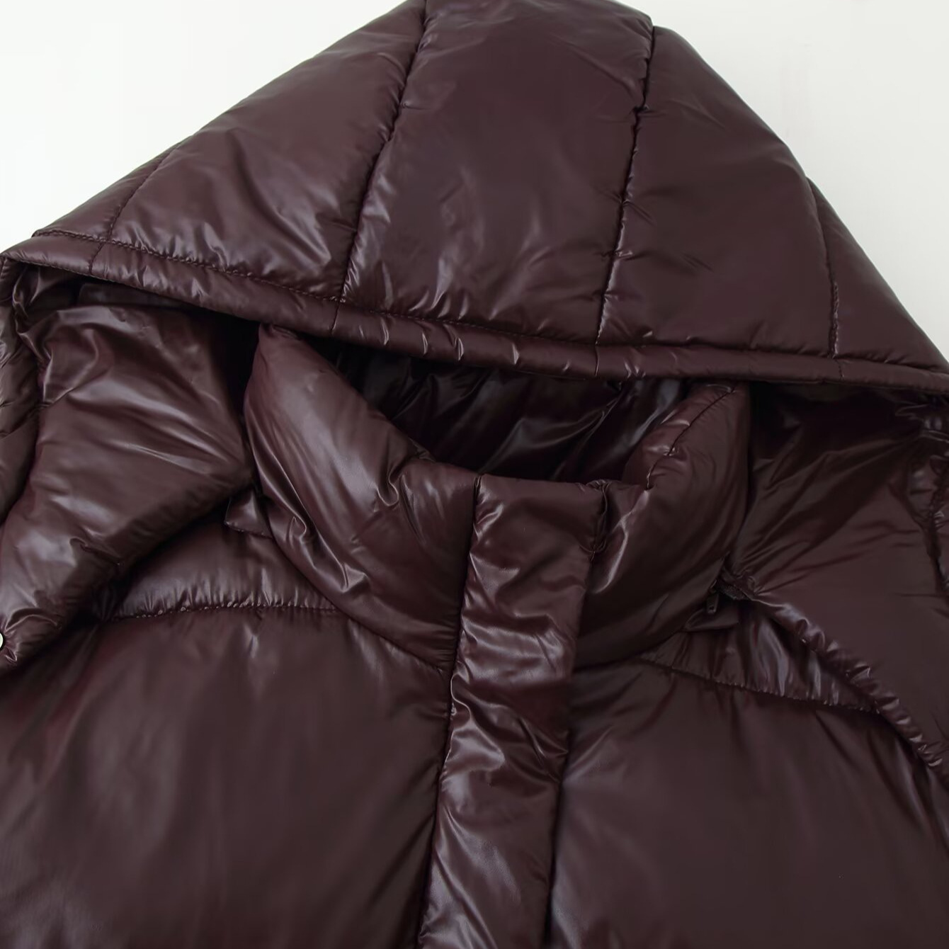 Hooded Puffer Jacket Shiny Classic Style KUN-00001