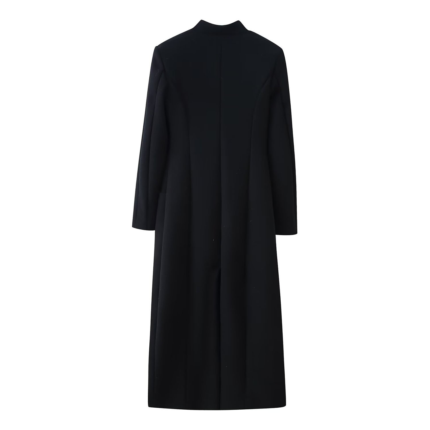 Wool Blend Overcoat - Shoulder Pad, Button Detail KUN-00056