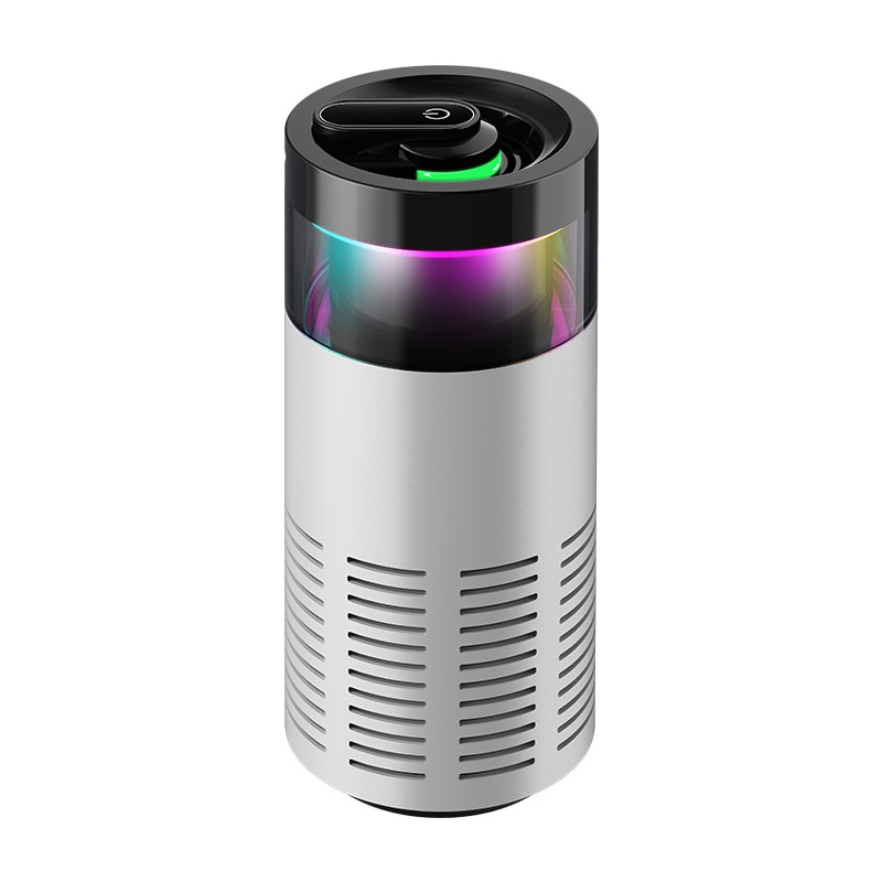 Compact Car Air Purifier with Negative Ion Purification, Auto Start/Stop, RGB Ambient Light, Odor & Formaldehyde Eliminator for Vehicles