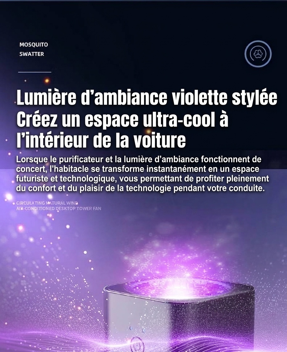 Purificateur d'air portable pour voiture et éliminateur d'odeurs, filtration HEPA alimentée par USB, purificateur d'air à ions négatifs pour le formaldéhyde et les odeurs dans les véhicules