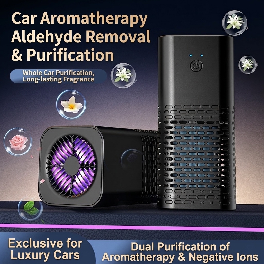 Portable Car Air Purifier & Odor Eliminator, USB Powered HEPA Filtration, Negative Ion Air Cleaner for Formaldehyde & Odors in Vehicles