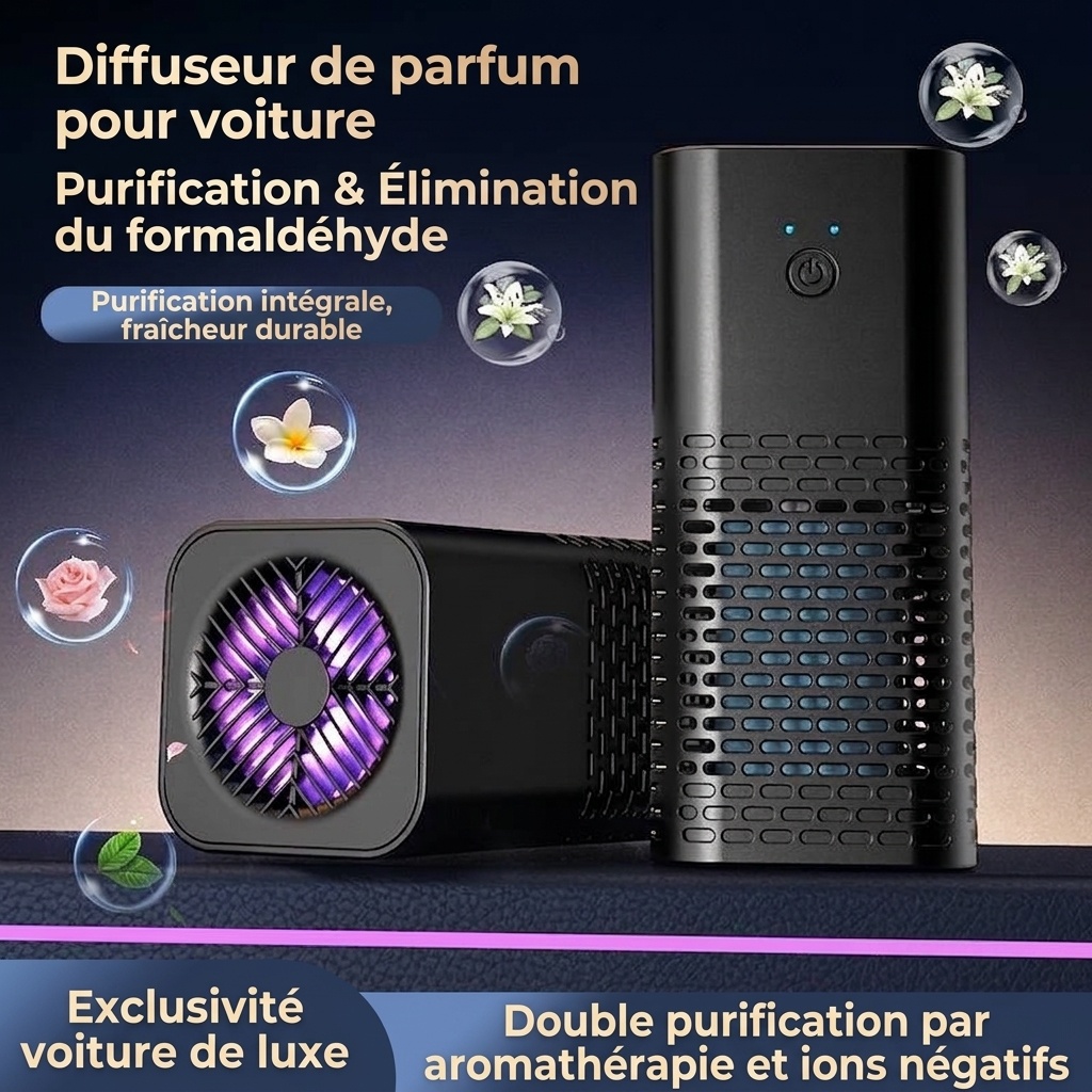 Purificateur d'air portable pour voiture et éliminateur d'odeurs, filtration HEPA alimentée par USB, purificateur d'air à ions négatifs pour le formaldéhyde et les odeurs dans les véhicules