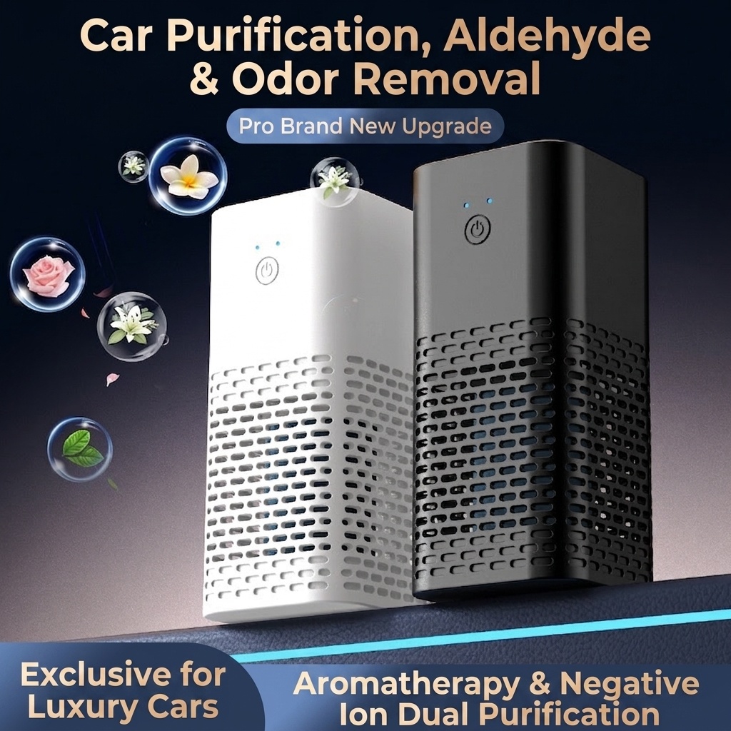 Portable Car Air Purifier & Odor Eliminator, USB Powered HEPA Filtration, Negative Ion Air Cleaner for Formaldehyde & Odors in Vehicles
