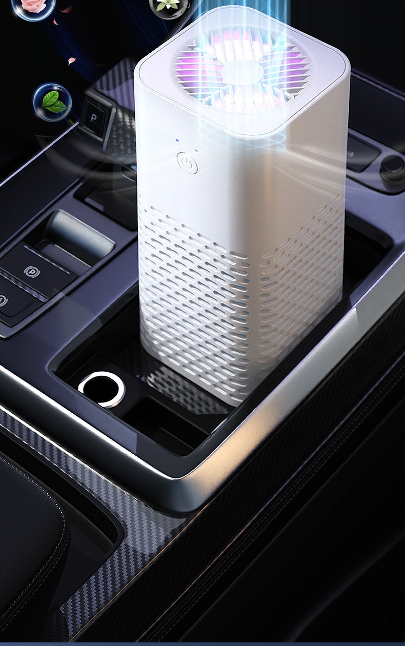 Portable Car Air Purifier & Odor Eliminator, USB Powered HEPA Filtration, Negative Ion Air Cleaner for Formaldehyde & Odors in Vehicles