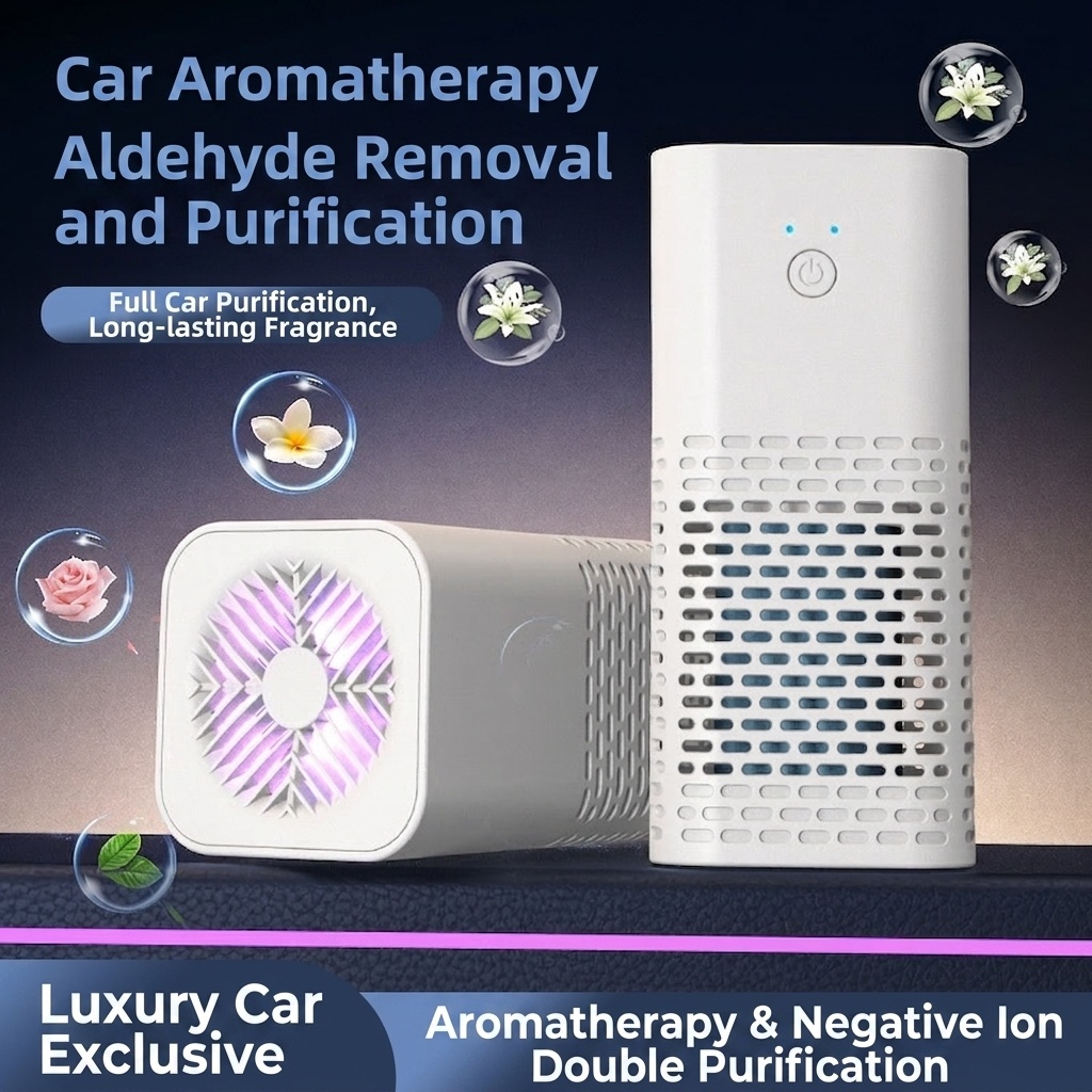 Portable Car Air Purifier & Odor Eliminator, USB Powered HEPA Filtration, Negative Ion Air Cleaner for Formaldehyde & Odors in Vehicles