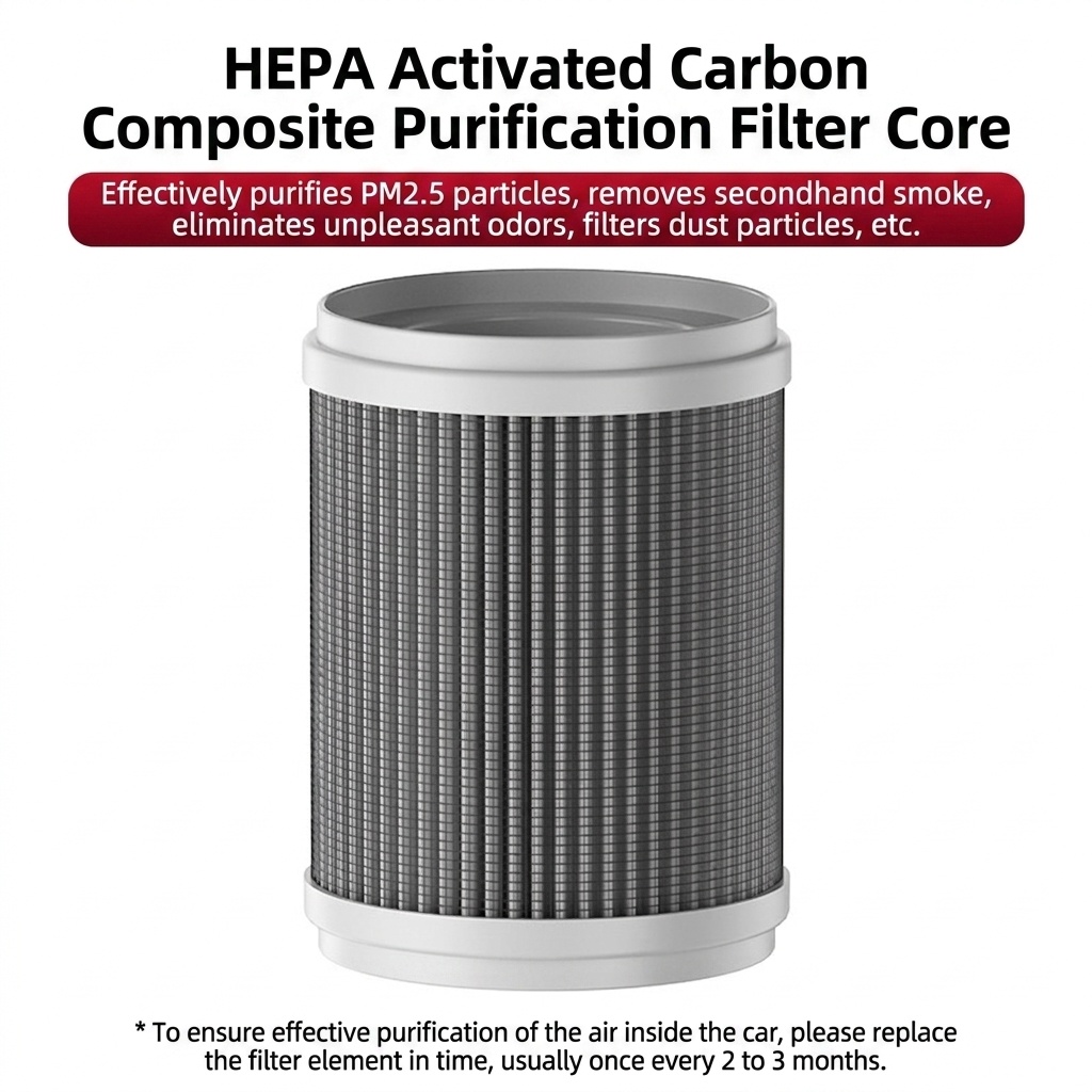 Premium Car Air Purifier with True HEPA Filter & Negative Ion Generator, Portable Auto Air Cleaner with Powerful Fan for Rapid Odor, Smoke, and Pollutant Removal, Fresh Air for Vehicles, White