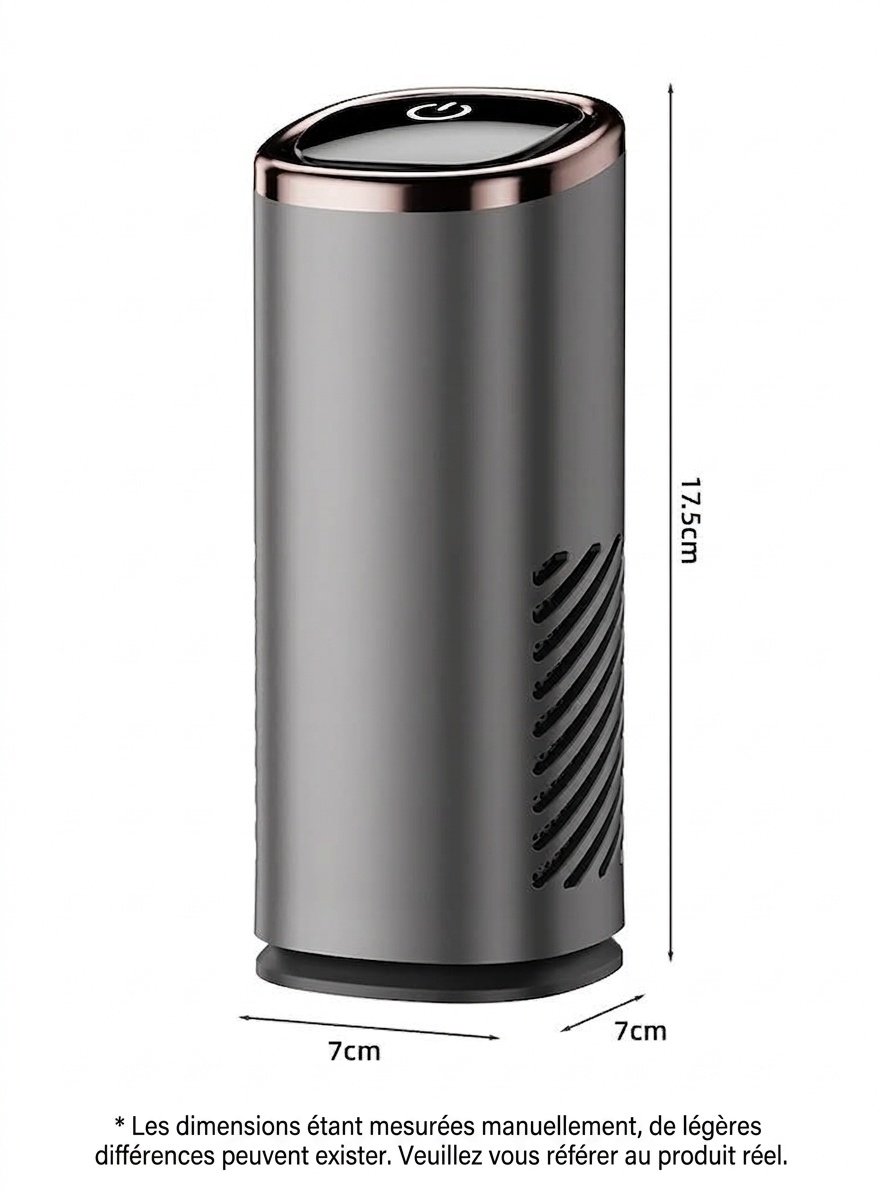 Purificateur d'air de voiture haut de gamme avec filtre HEPA et générateur d'ions négatifs, purificateur d'air portable pour voiture avec ventilateur puissant pour une élimination rapide des odeurs, de la fumée et des polluants, air frais dans les véhicul